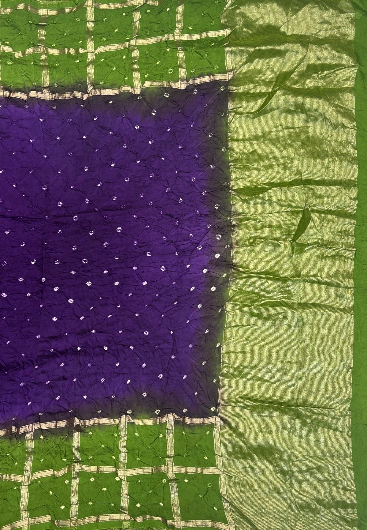 Banarasi Bandeji Saree-Violet in Zari Checks with Contrast Border