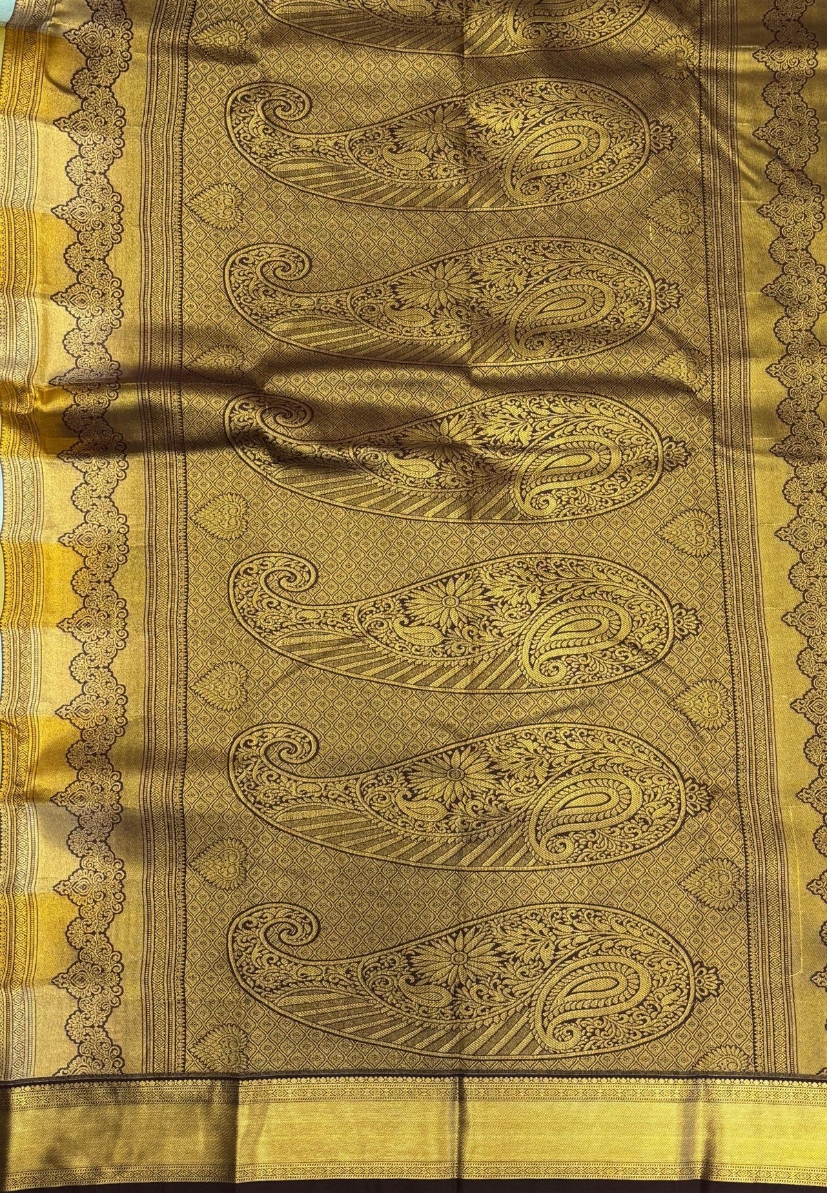 Budget Kanchipuram Saree-Ice Blue with Contrast Border