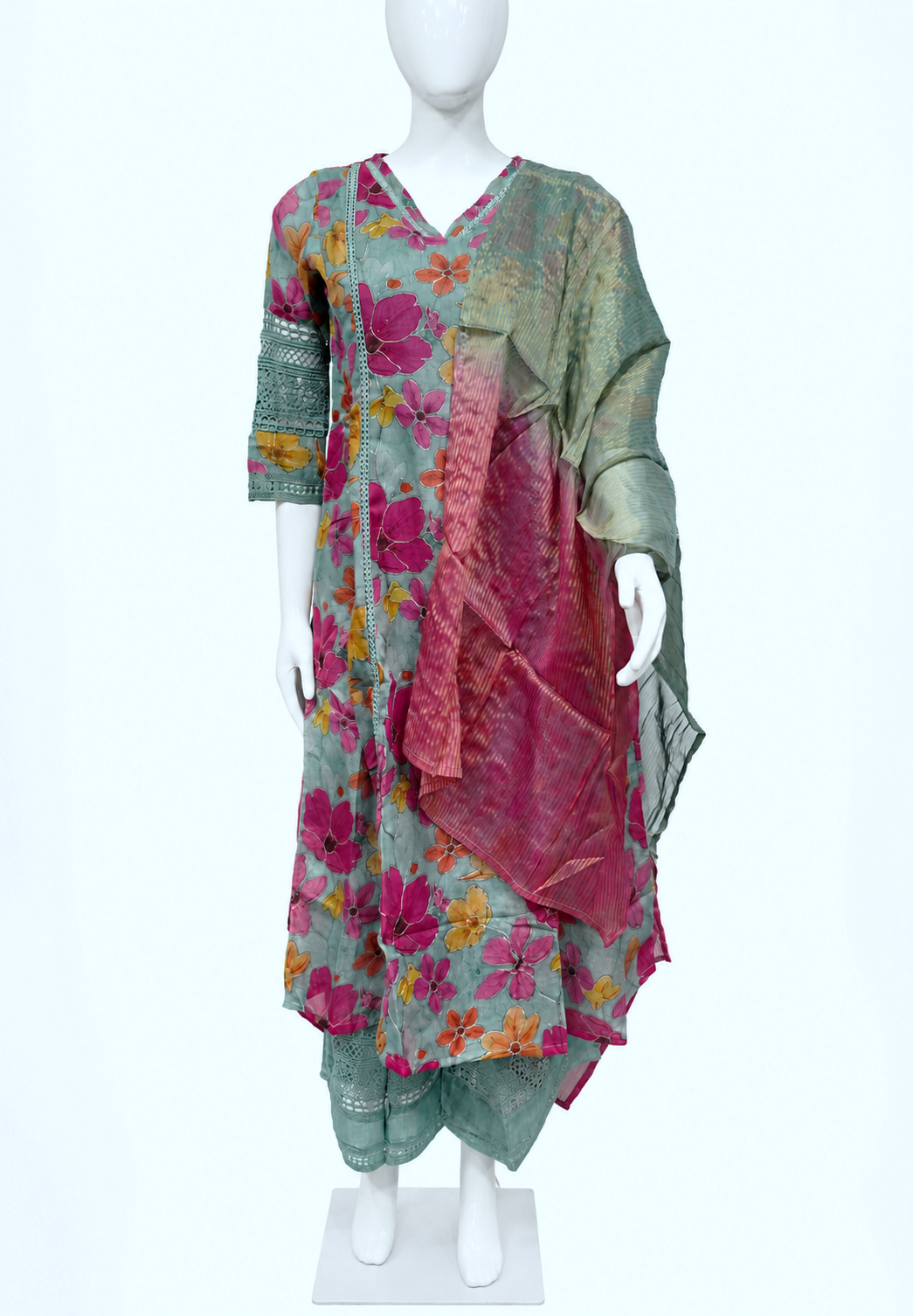 3Pcs Floral Printed Cotton Salwar
