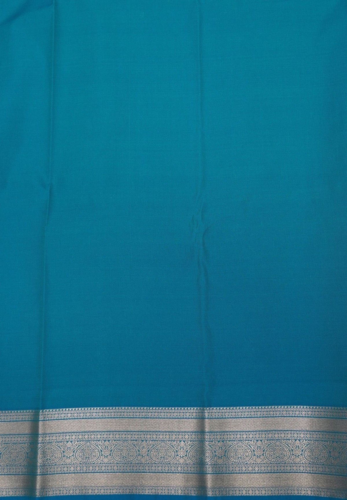 Budget Kanchipuram Saree-Sky Blue In Paisley Jaal Zari Border
