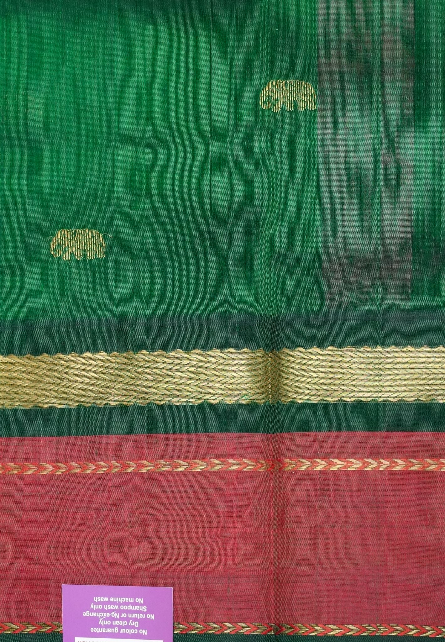 Pure Silk Cotton Saree – Pink with Green Traditional Yali Border