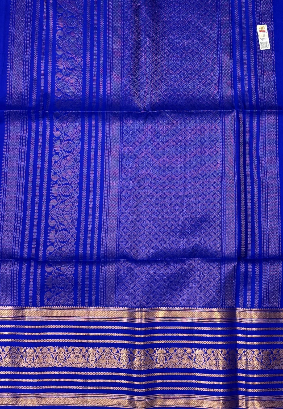 Pure Kanchipuram Silk Saree-Ms Blue in Varisapet Border