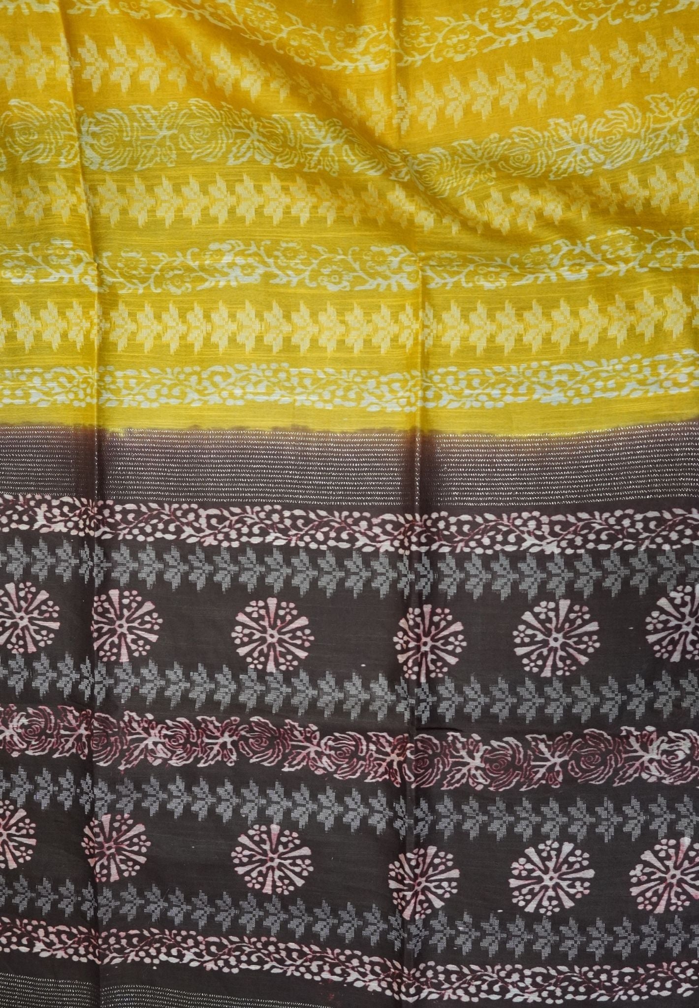 Bhagalpur Cotton Saree-Yellow
