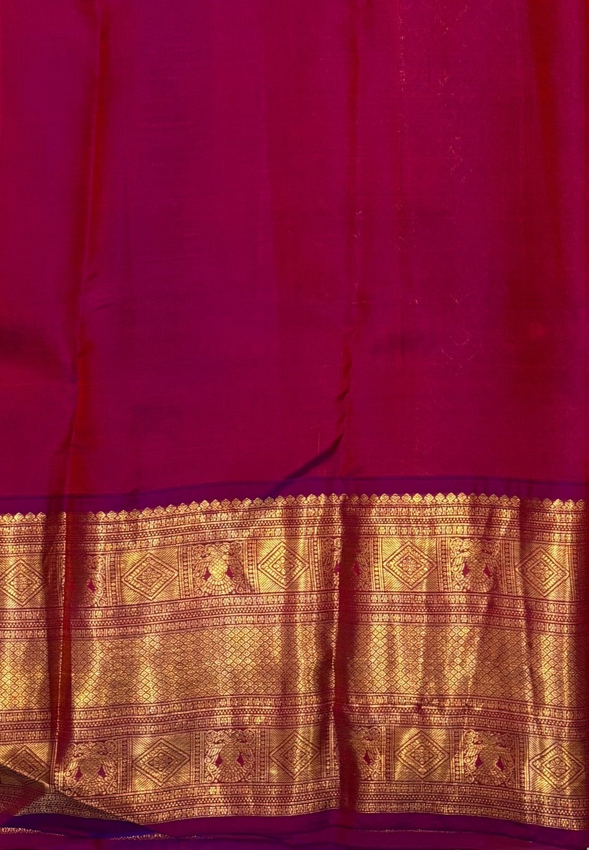 Pure Kanchipuram Silk Saree-Traditional Orange with Contrast Border