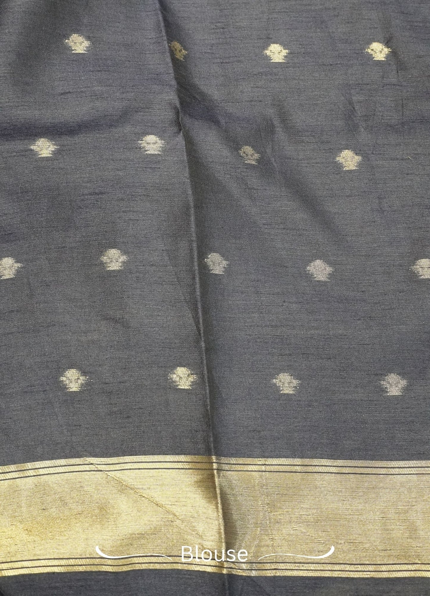 Semi Raw Silk Saree - Navy Blue with Doll Zari