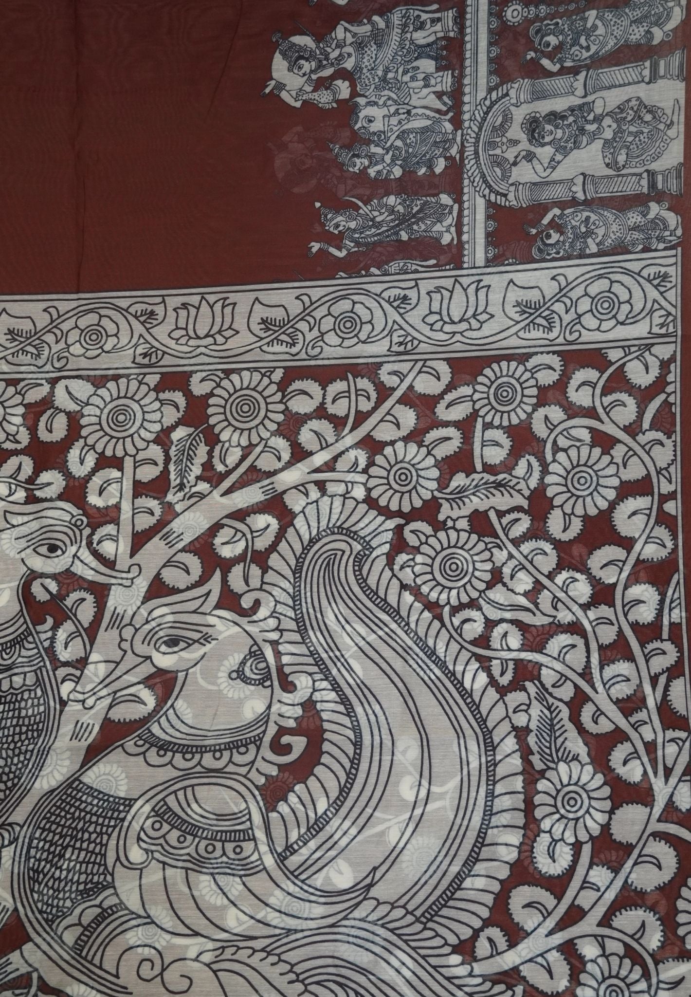 Chanderi Saree - Brown with penn kalamkari print