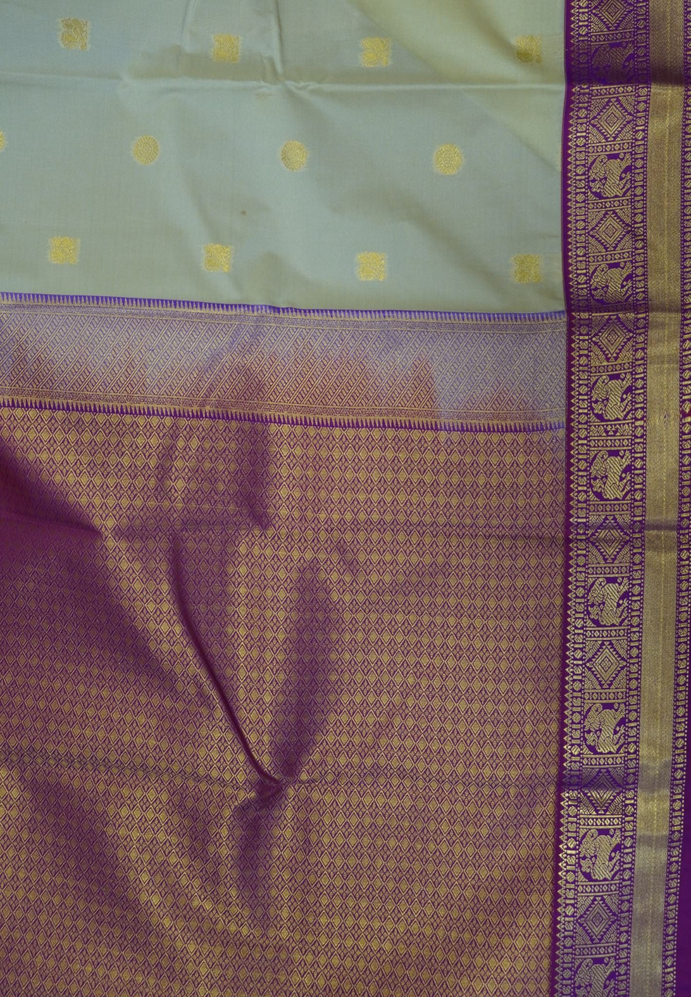 Semi Silk Saree-Cream with Contrast Zari Border