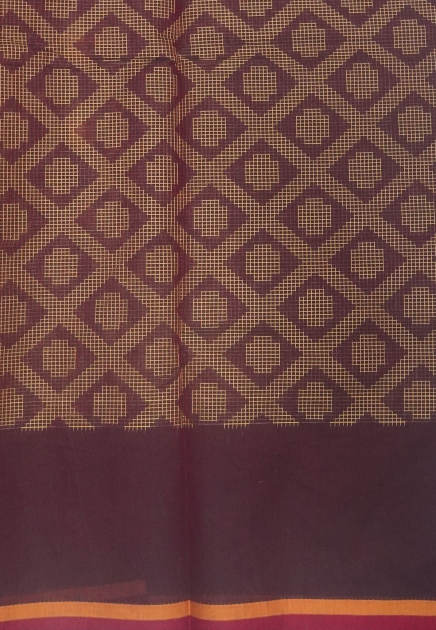 Cotton Saree-Dark Maroon in Thread Work