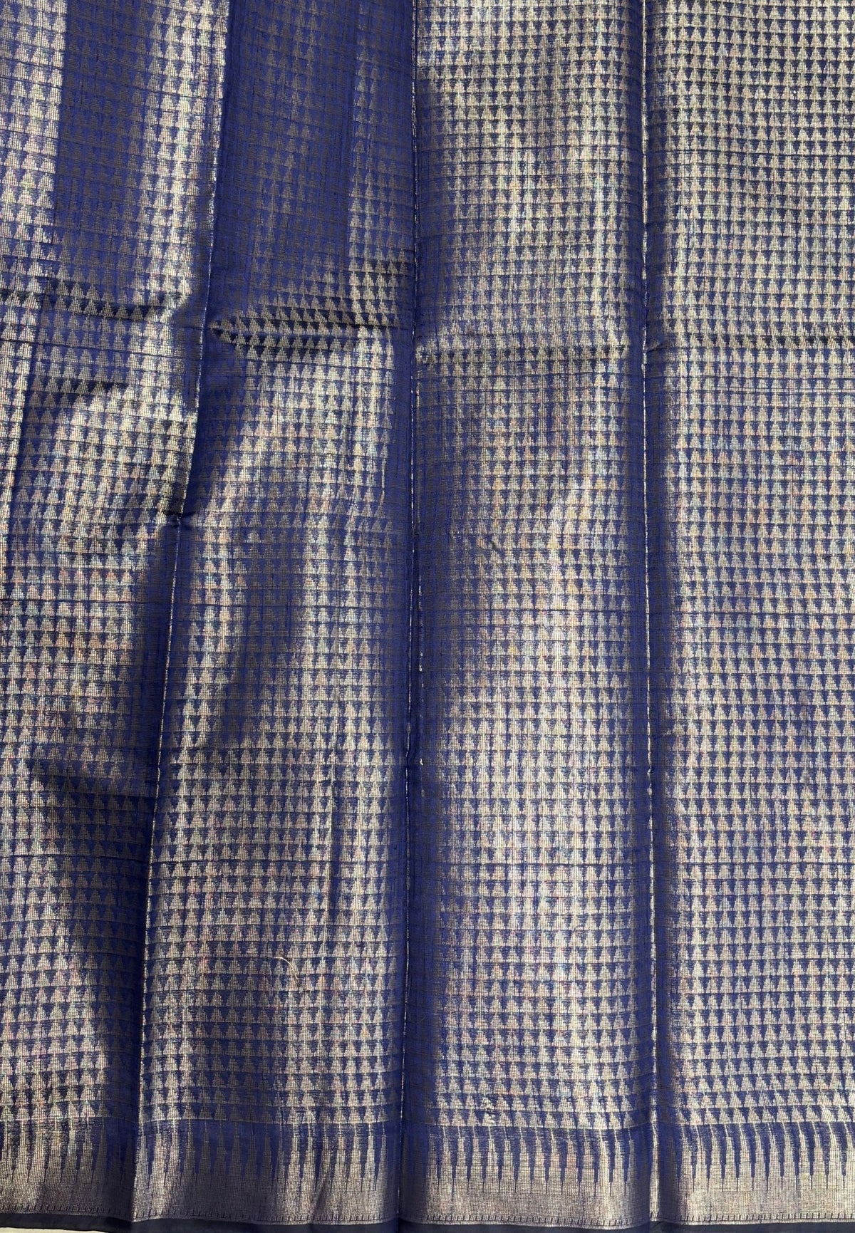 Tissue Silk Saree-Blue In Abstract Loop Zari Border