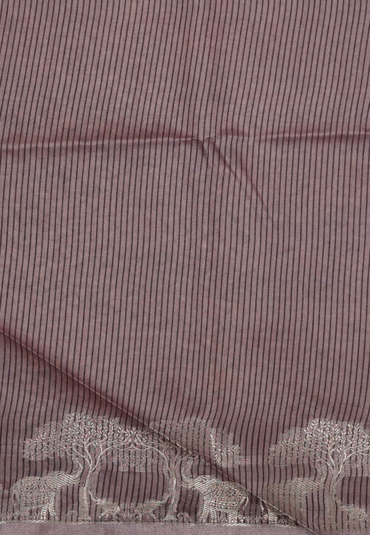 Raw Silk Saree-With Tree and Elephant-Araku