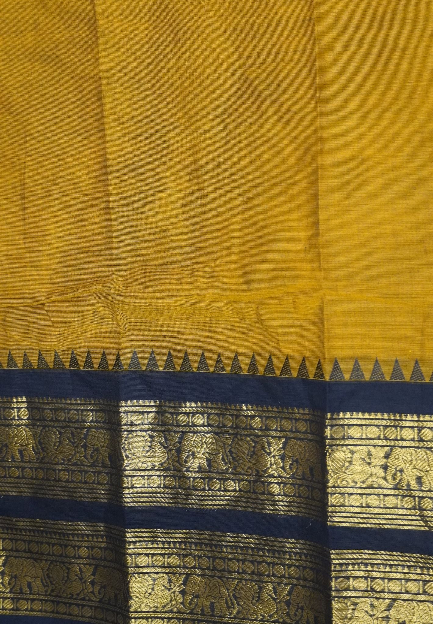 Chettinad Cotton Saree-Mustard with Contrast Border