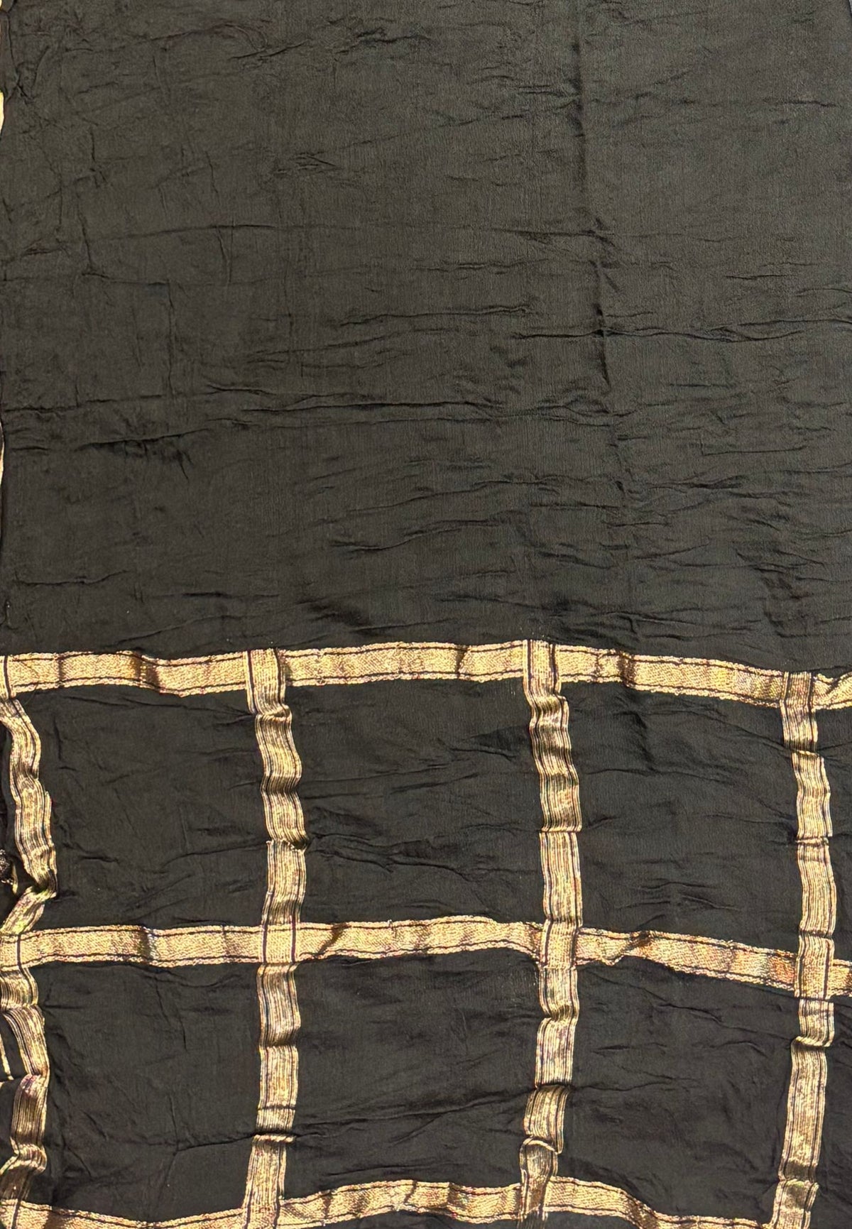 Banarasi Bandeji Saree-Grey in Zari Checks with Contrast Border