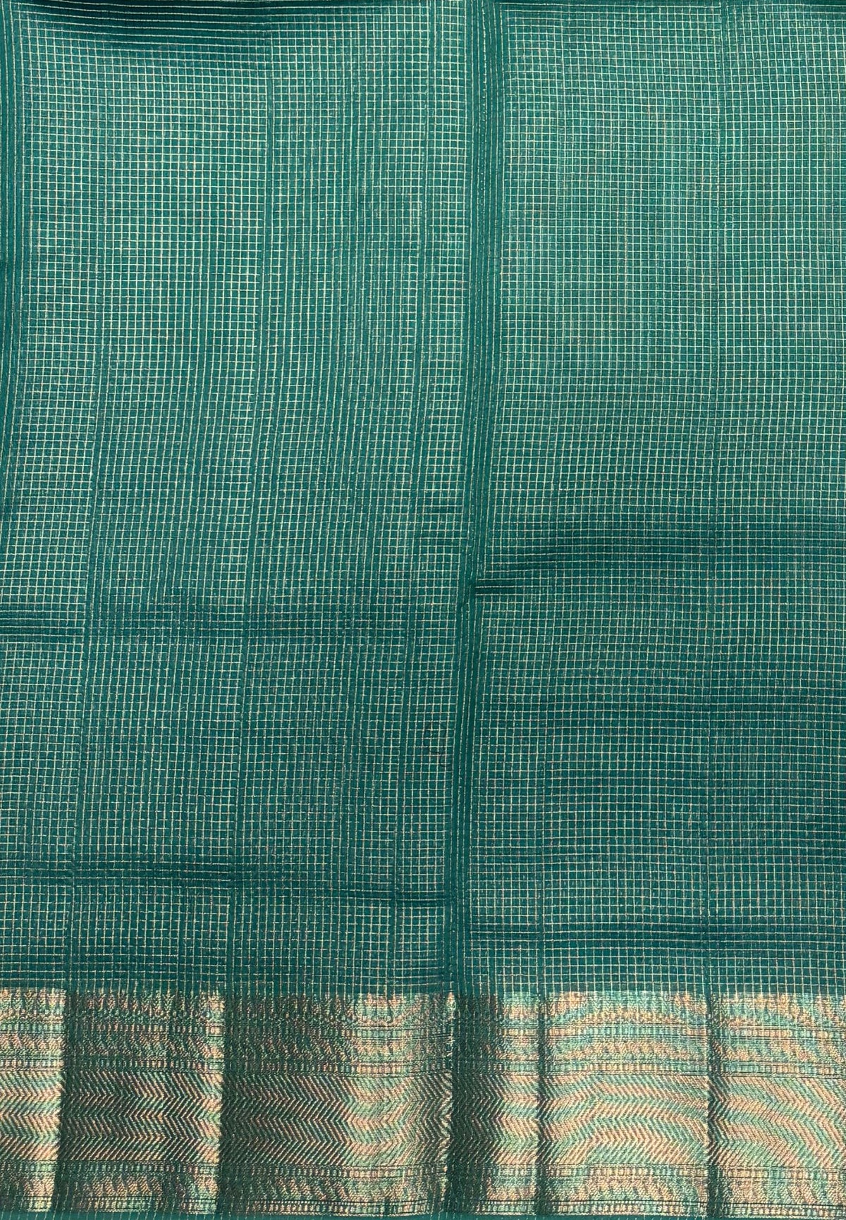 Mangalgiri Silk Saree-Sea Blue in Fine Check Zari Border