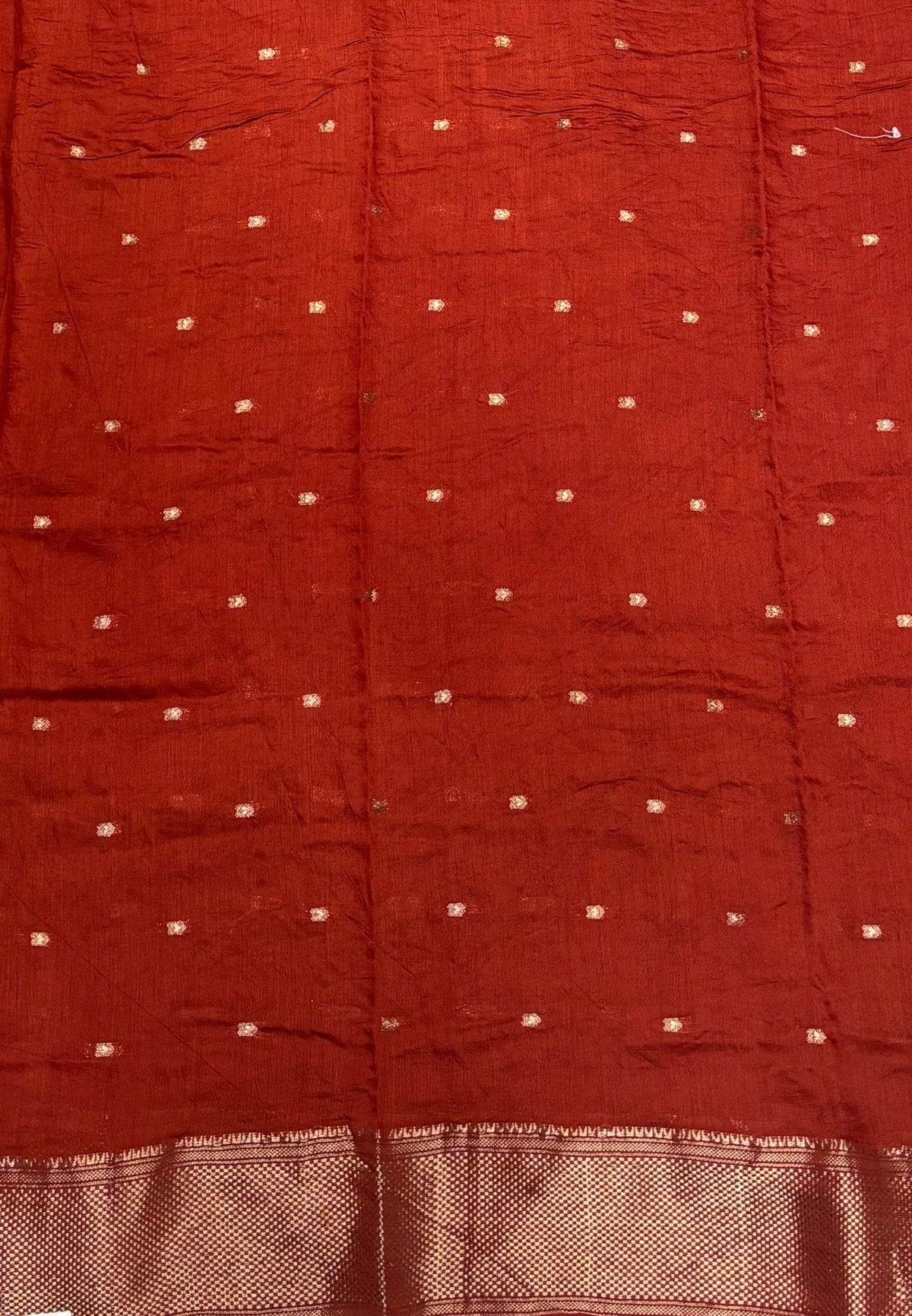 Banarasi Bandeji Saree-Rust Orange in Horizontal Stripe Zari Border