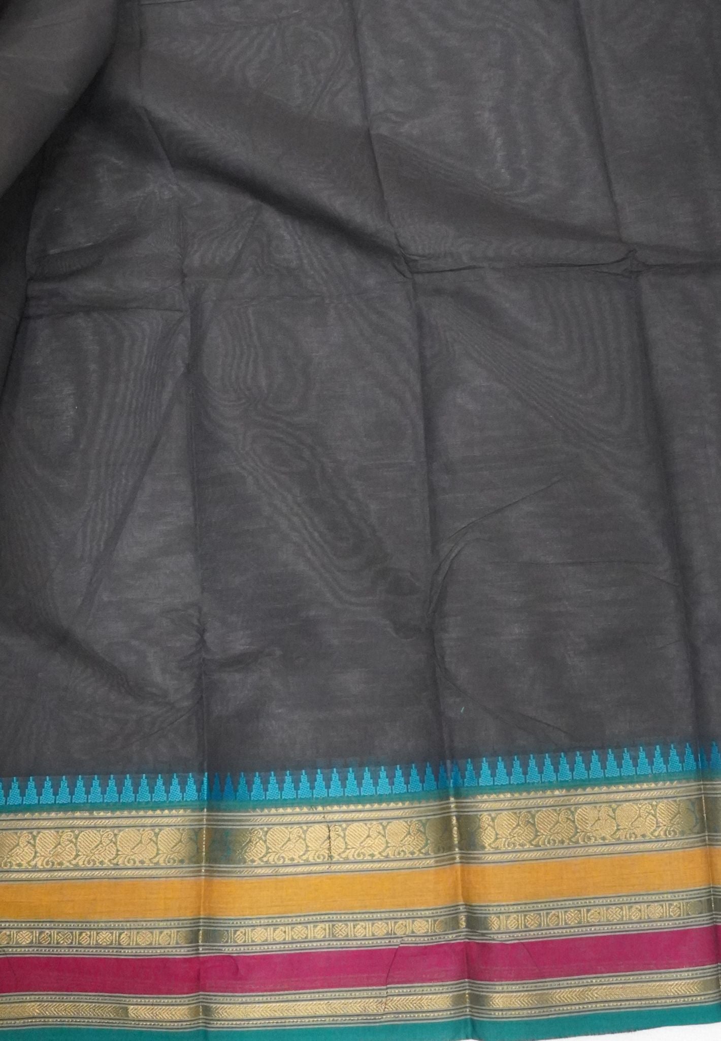 Chettinadu Cotton Saree-Black with Varisapet Border