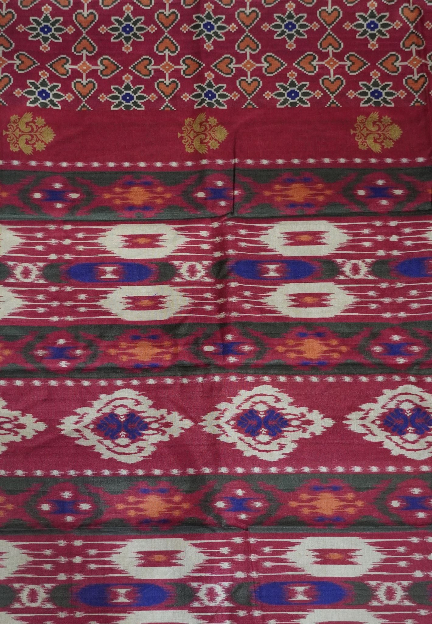 Soft Semi Tussar Saree -Red with Patola Print