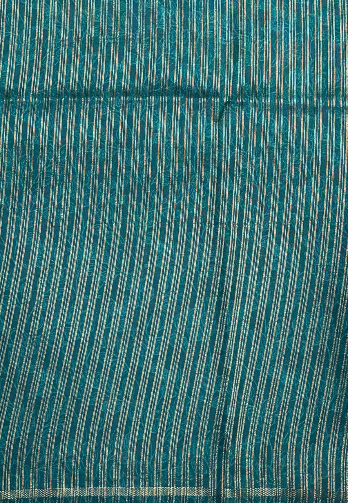 Semi Tussar Saree-Peacock Green in Vanam Kalamkari Border
