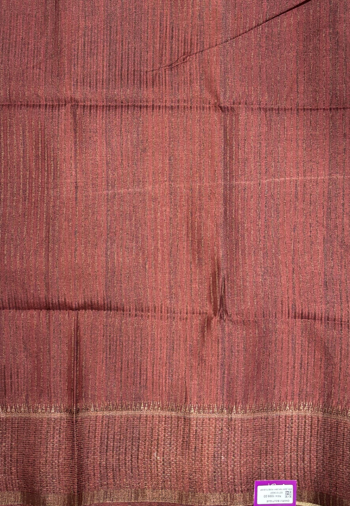 Semi Tussar Saree-Dusky Rose with Antique Zari Border