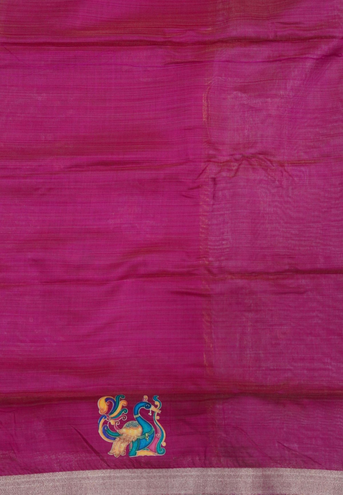 Cora Linen Saree-Grey with Tanjore Print