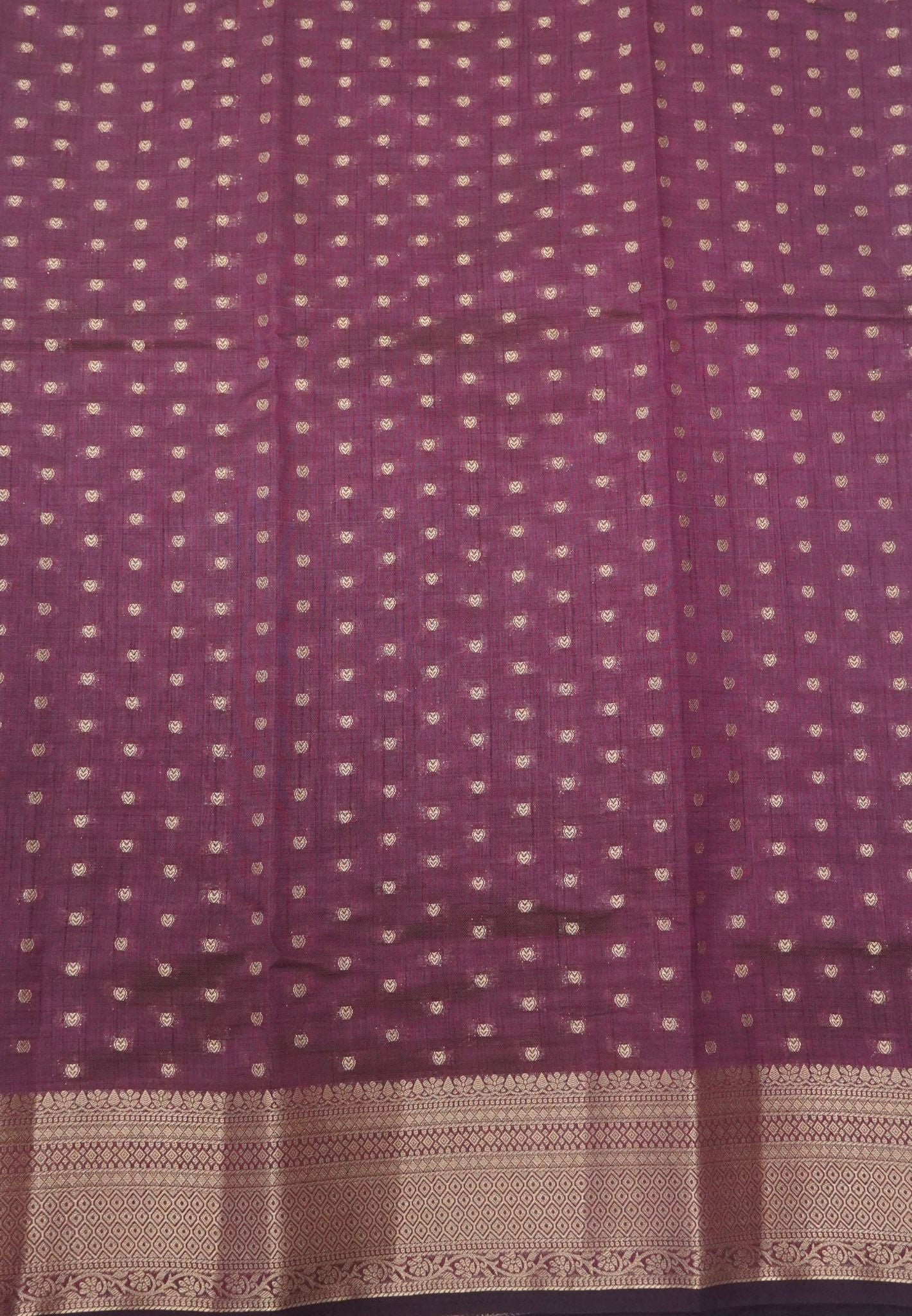 Semi Tussar Saree-Arakku with Golden Zari Bud Buttas