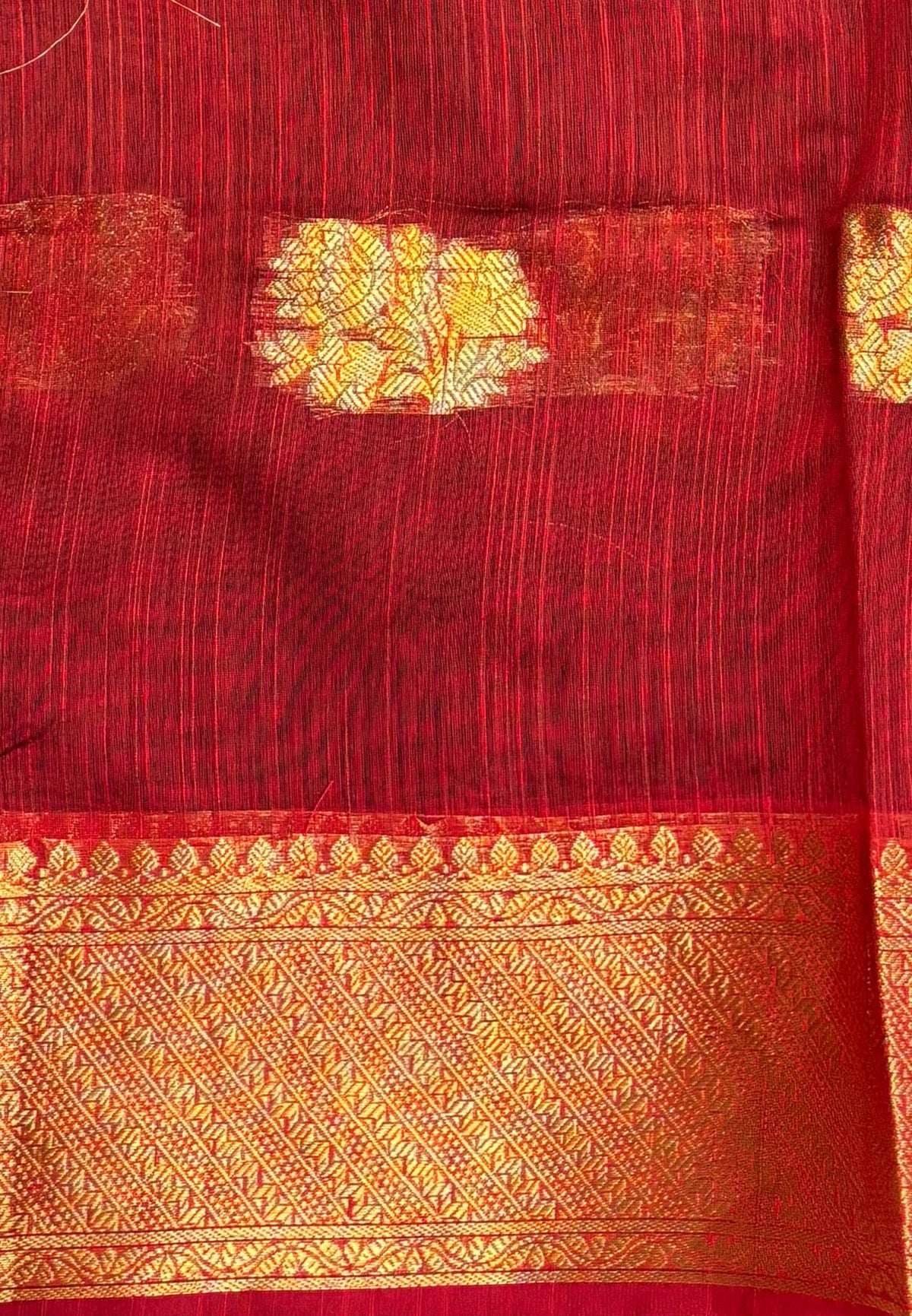 Handloom Silk Cotton Saree-Blue in Mini Butta Zari Border