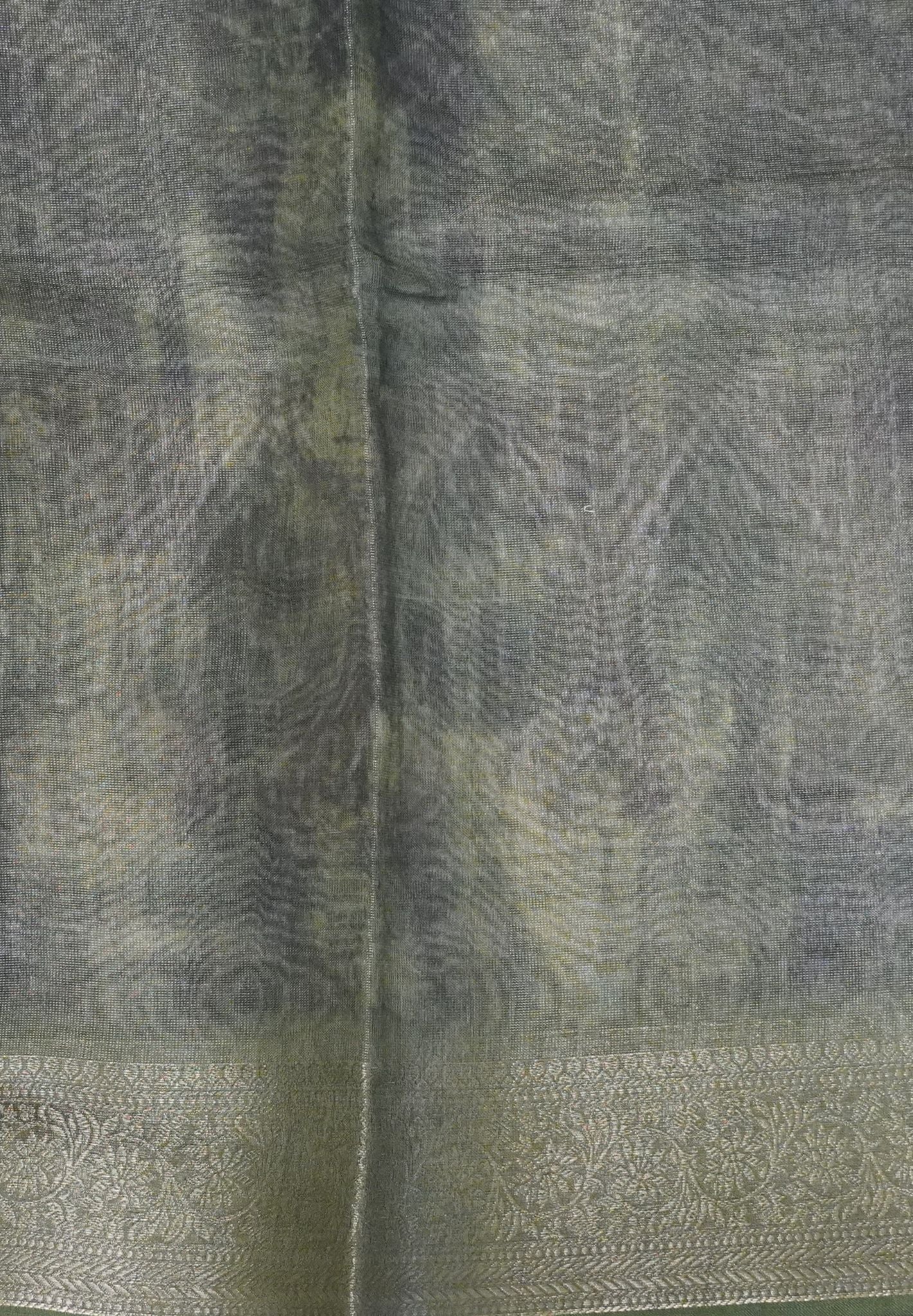 Tissue Kota Saree-Dark Green