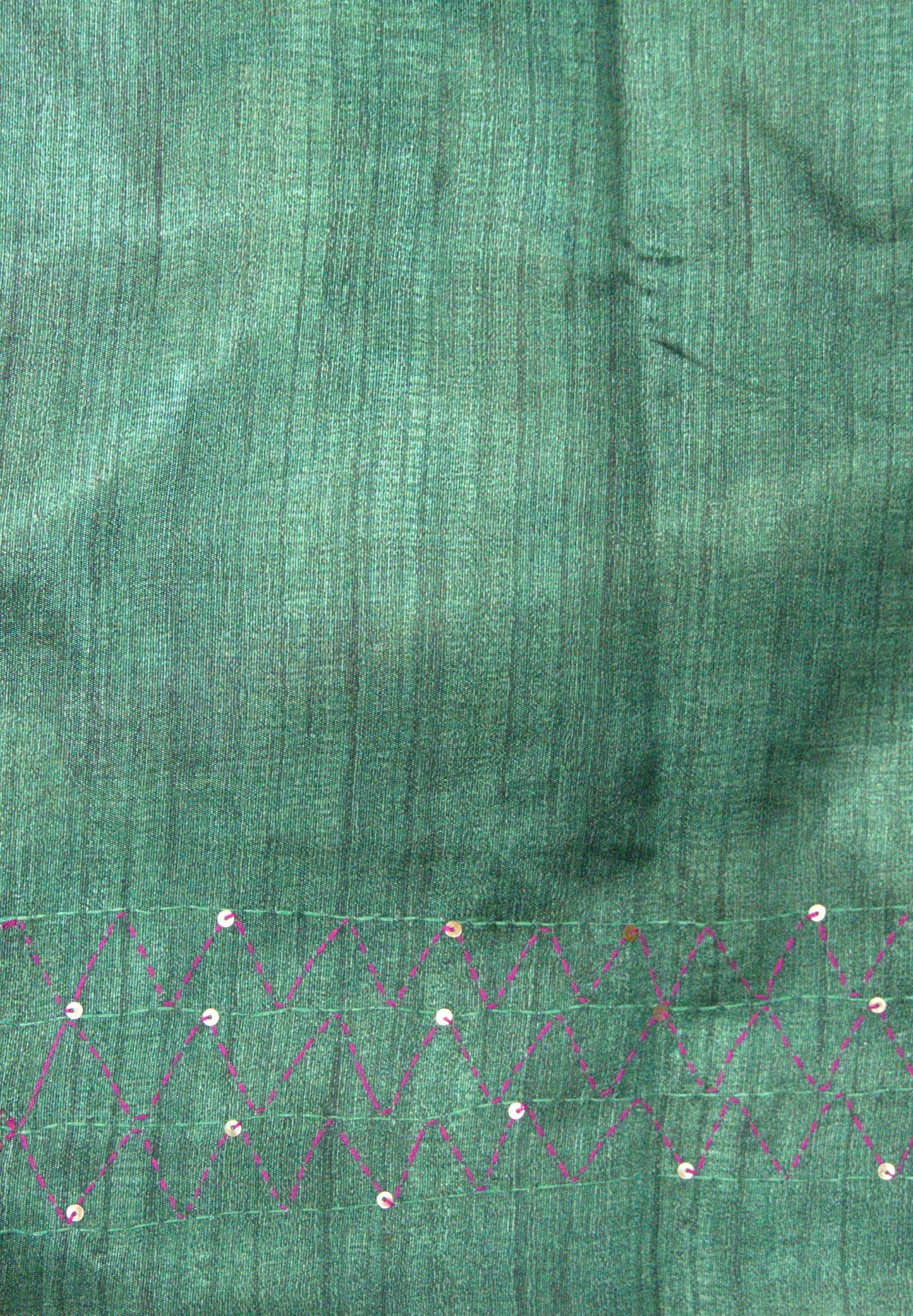Semi Tussar Saree-Blue with Kantha Work