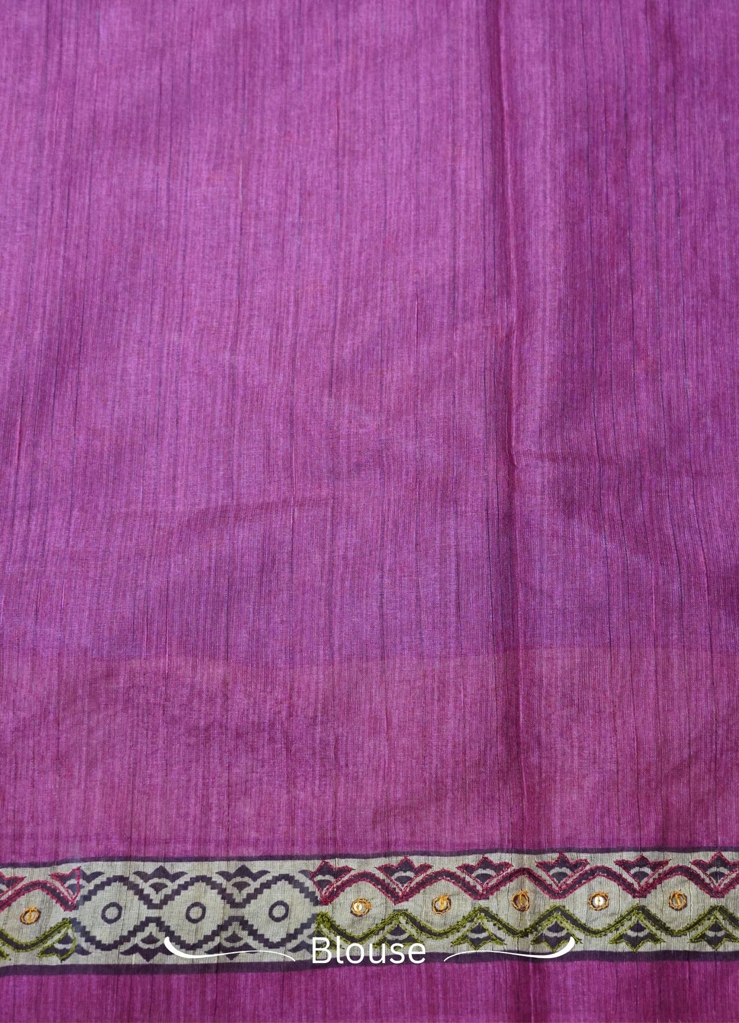 Semi Tussar Saree – Blue Pink Elephant Design