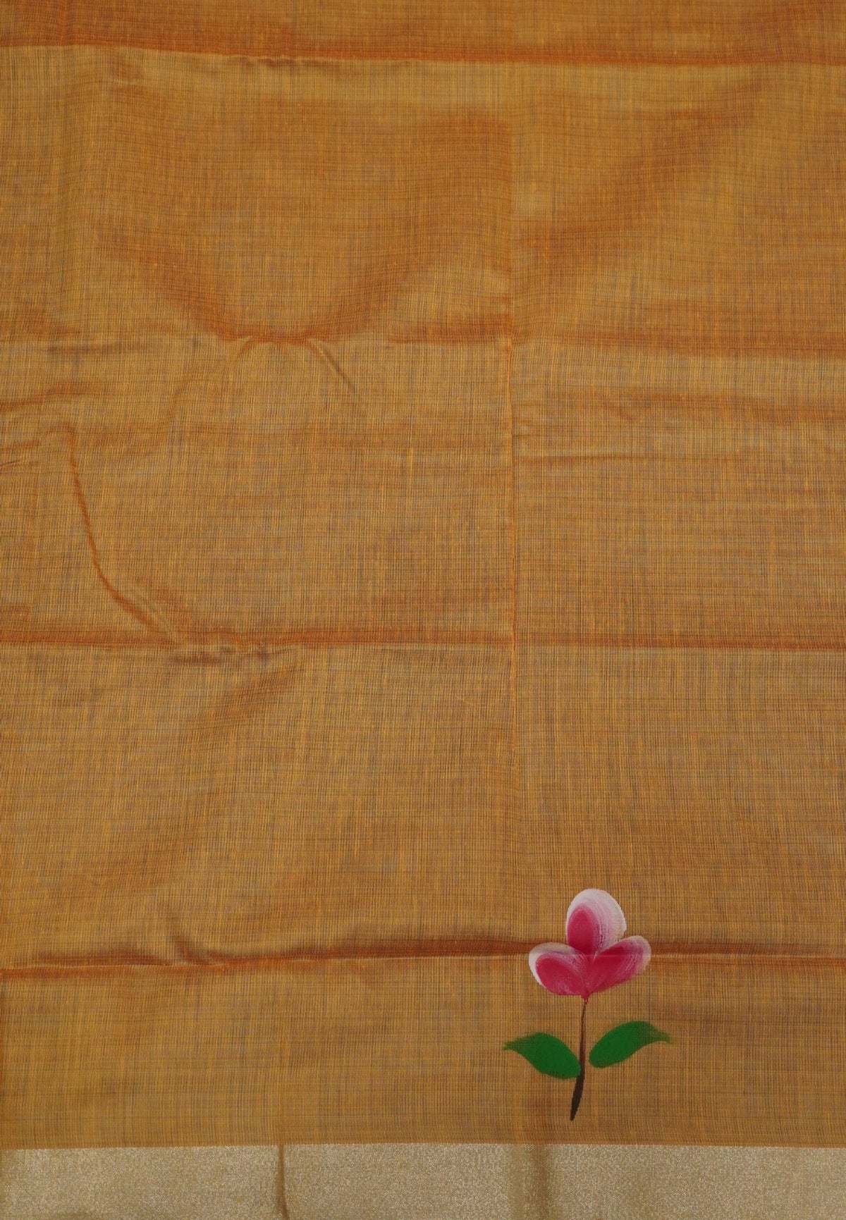Cora Linen Saree-Blue with Hand Painted Floral Motifs