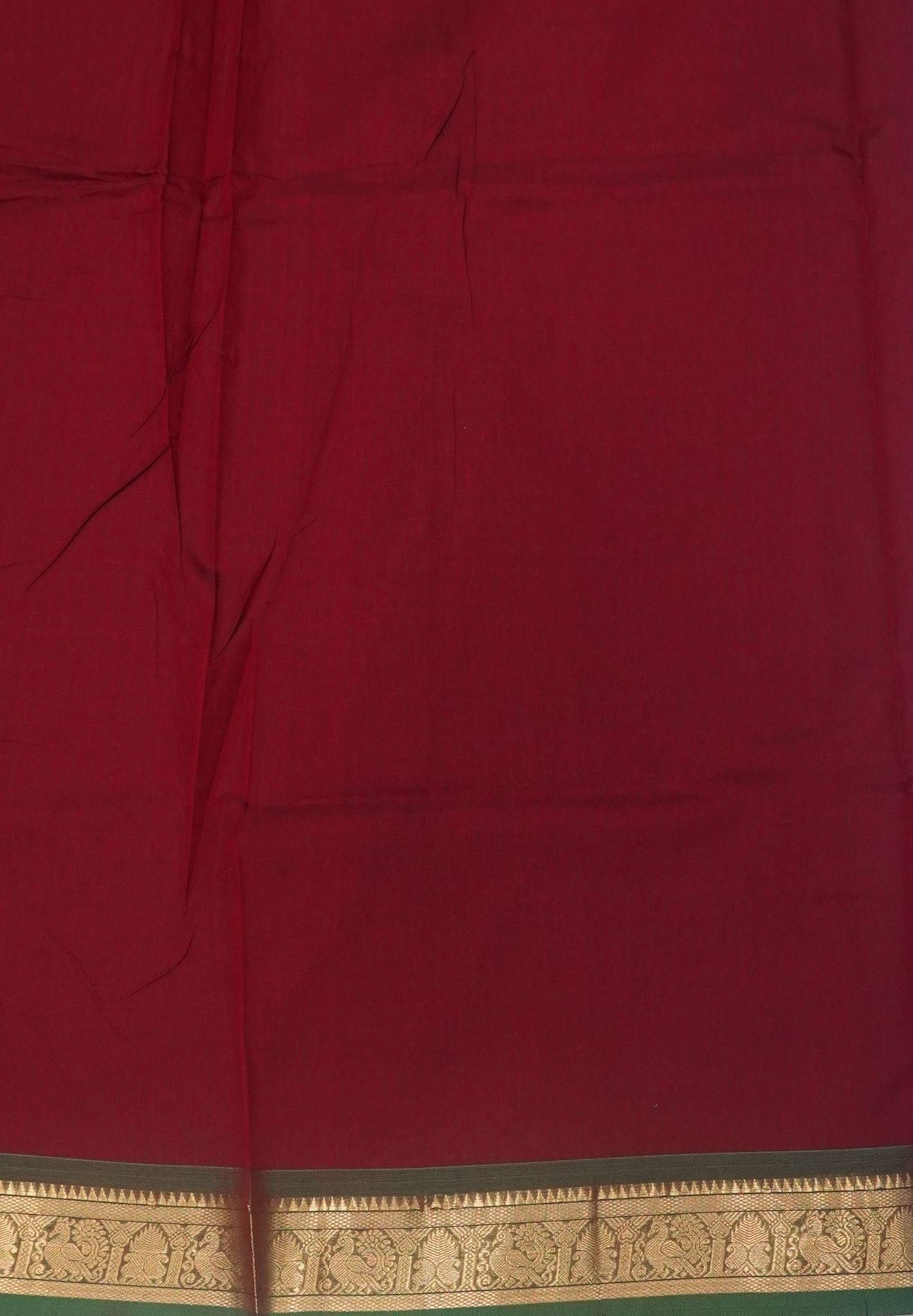Rich Kanchi Cotton Saree-Maroon in Checkered Pattern with Contrast Border