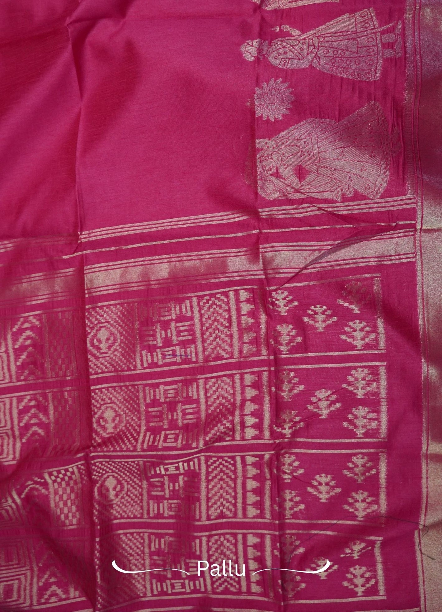 Semi Raw Silk Saree - Pink with Doll Zari