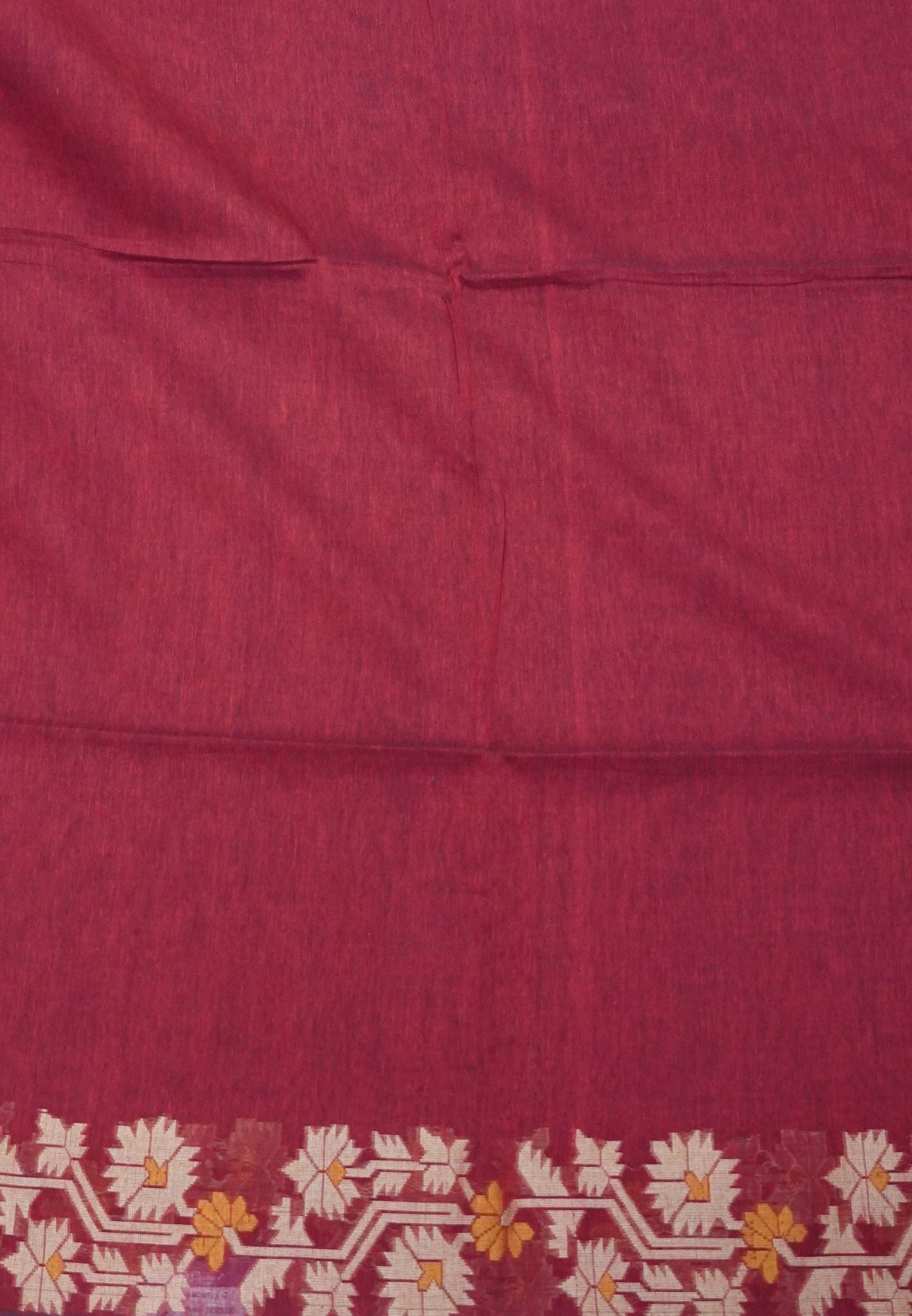Handloom Cotton Saree-Red Paithani Border