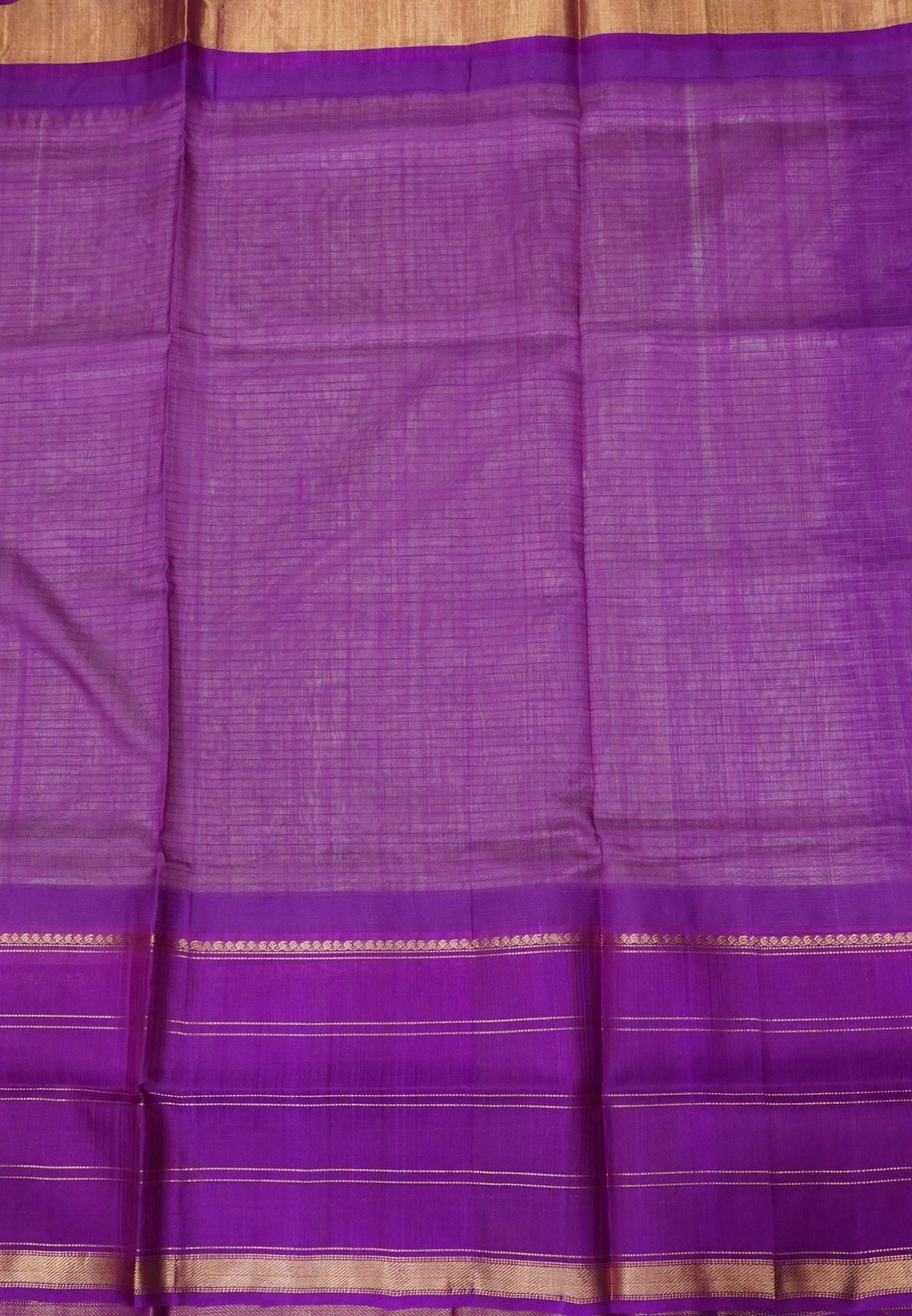 Pure Silk Cotton Saree – Off White & Royal Purple with Parrot Motifs