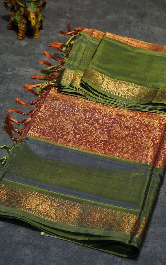 Vazhai Naaru Pattu Saree Vanasigaram Red to Maroon