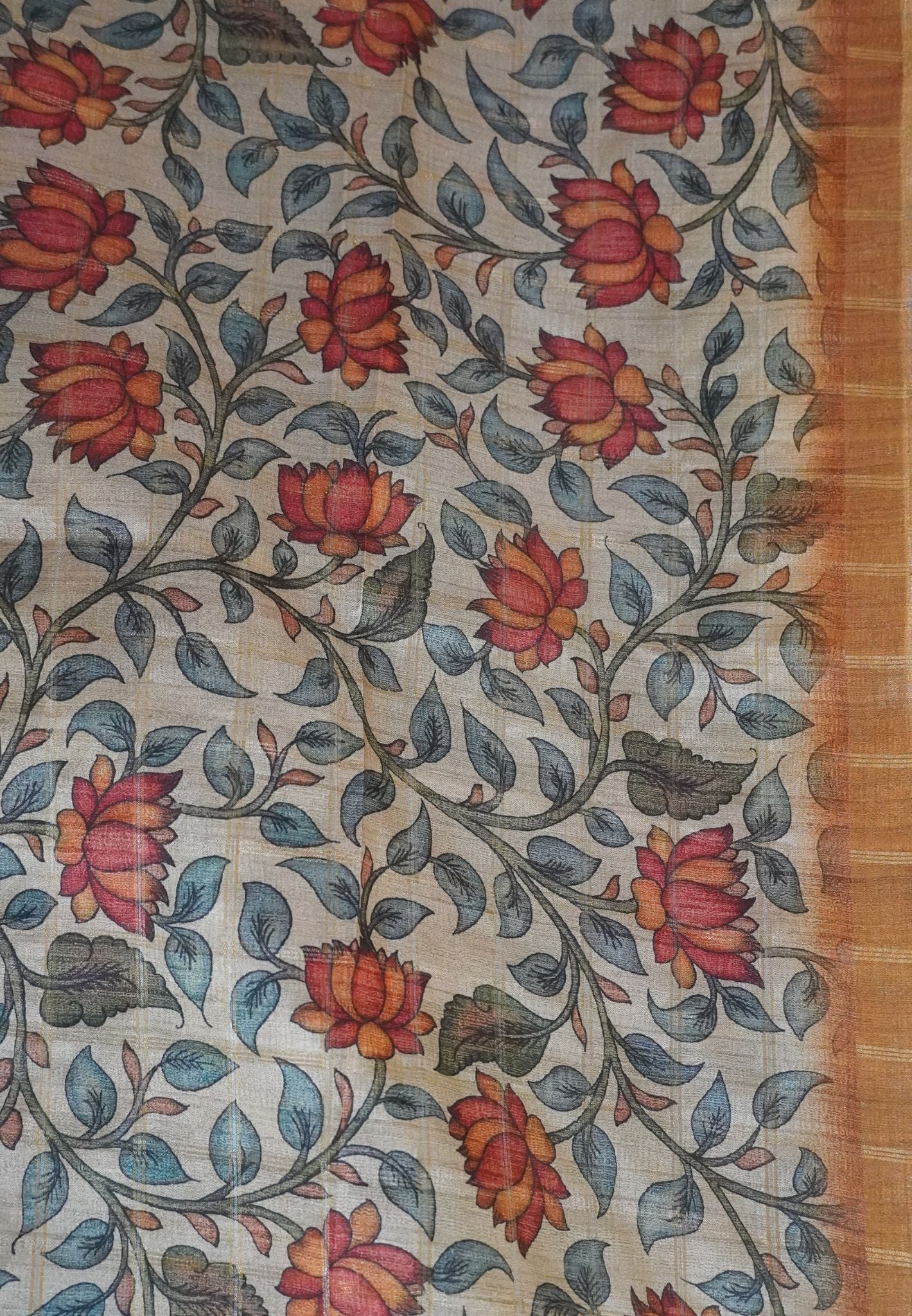 Semi Tussar Saree - Mustard