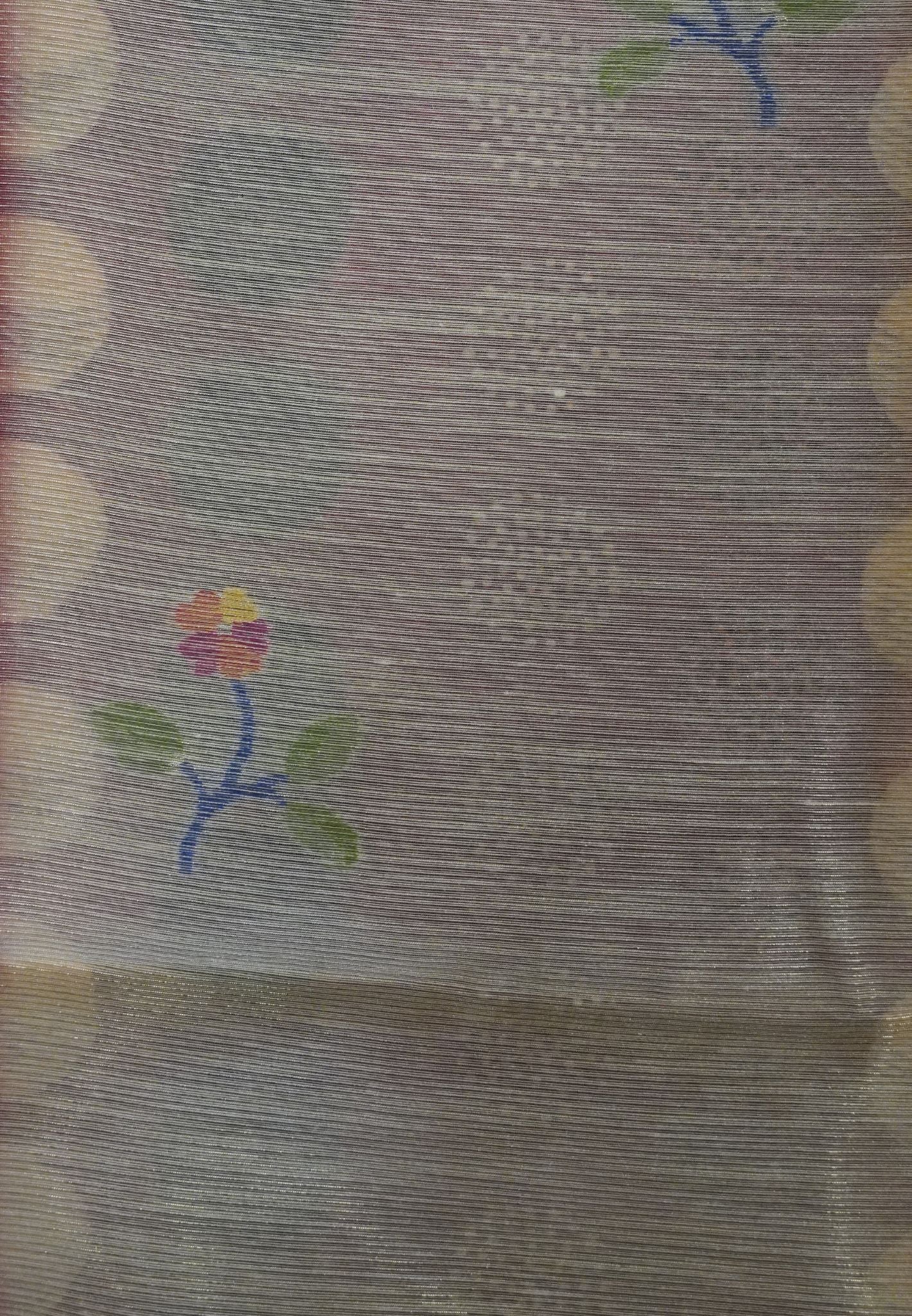 Chanderi Silk Saree - Sandal with polka dots and jamdhani pallu
