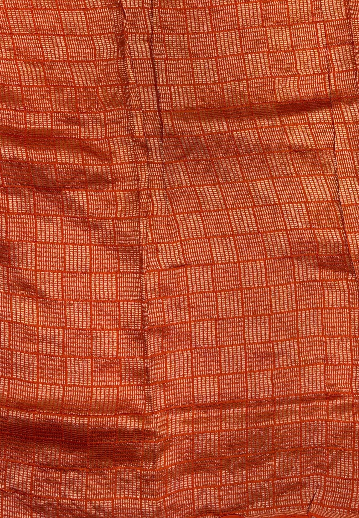 Pure Organza Tussar Saree-Orange In Paisley Leaf Zari Border With Partly Pallu