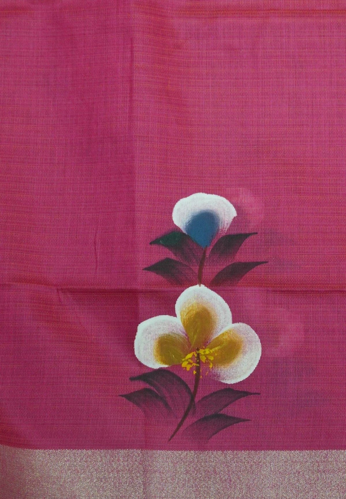 Cora Linen Saree-Beige with Hand Painted Floral Motifs