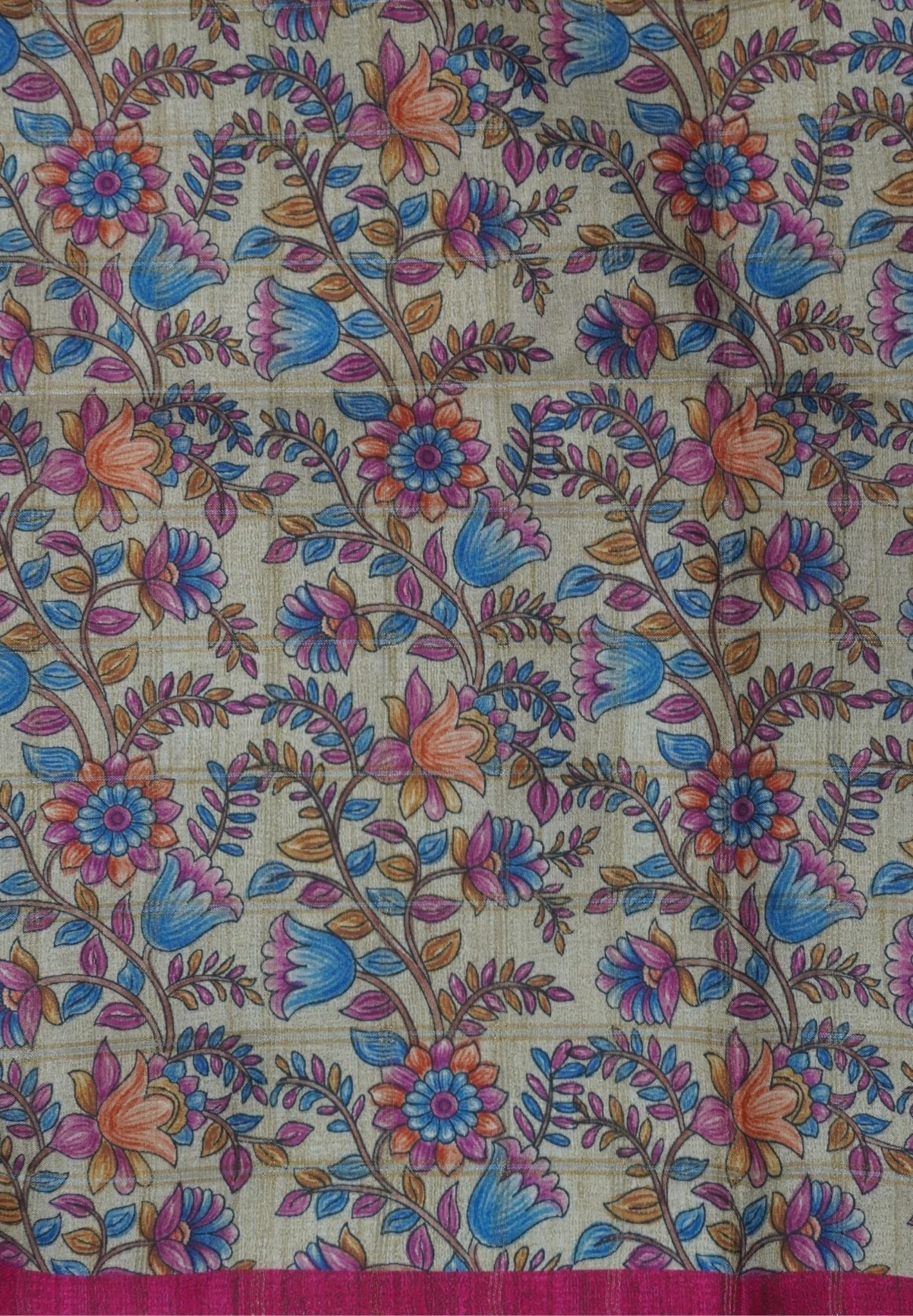 Semi Tussar Saree-Dark Pink