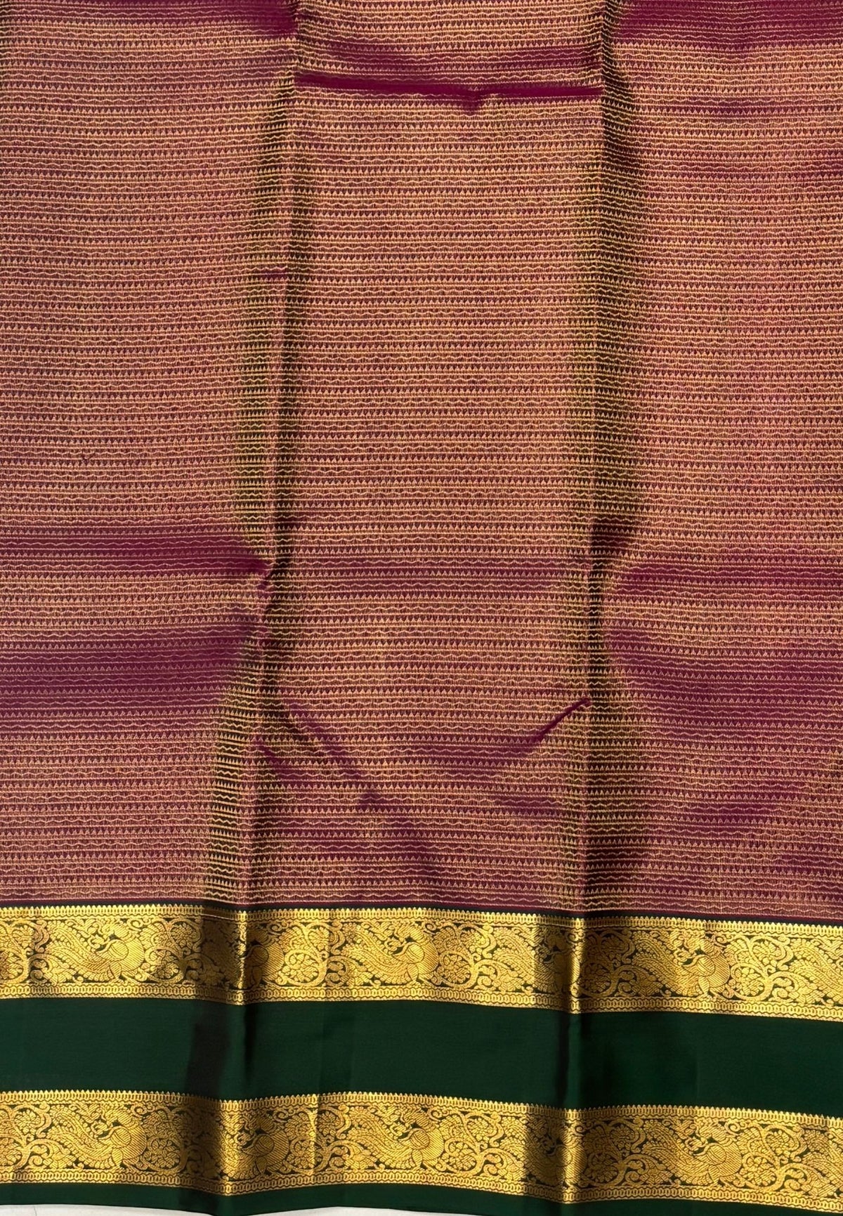 Pure Kanchipuram Silk Saree- Traditional Wine Green with Contrast Border