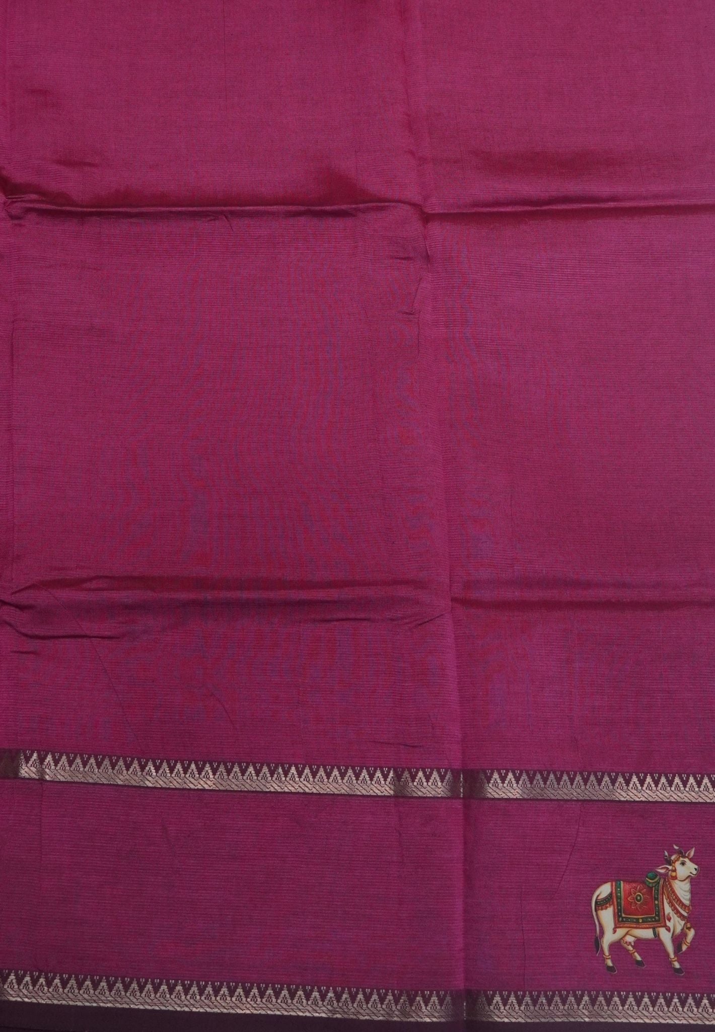 Pure Mangalgiri Silk Saree-Dusky Rose in Tanjore Print with Retapet Border