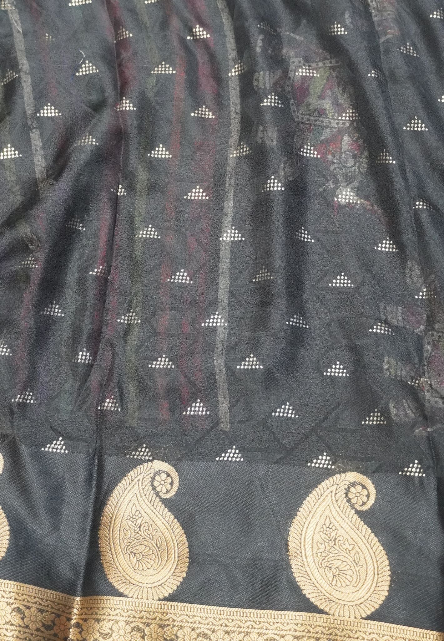 Georgette Saree-Black with Manga Zari