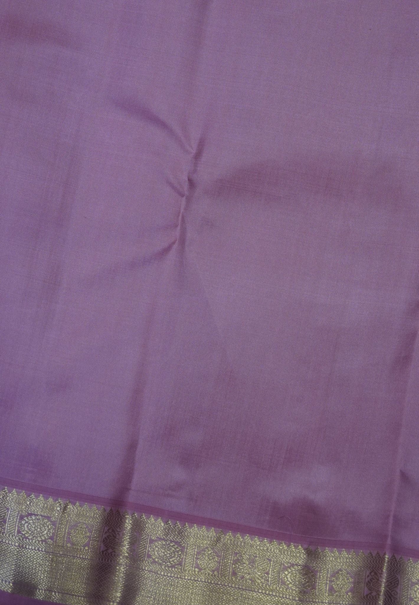 Pure Korvai Kanchipuram Silk Saree-Peacock blue-Light pink with paisley motif