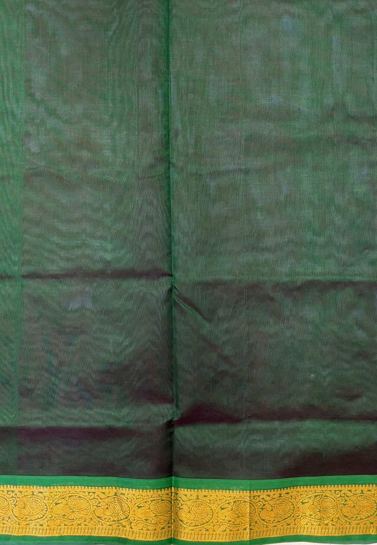 Silk Cotton Saree–Slate Blue-Green in Mini Buttas with Contrast Border
