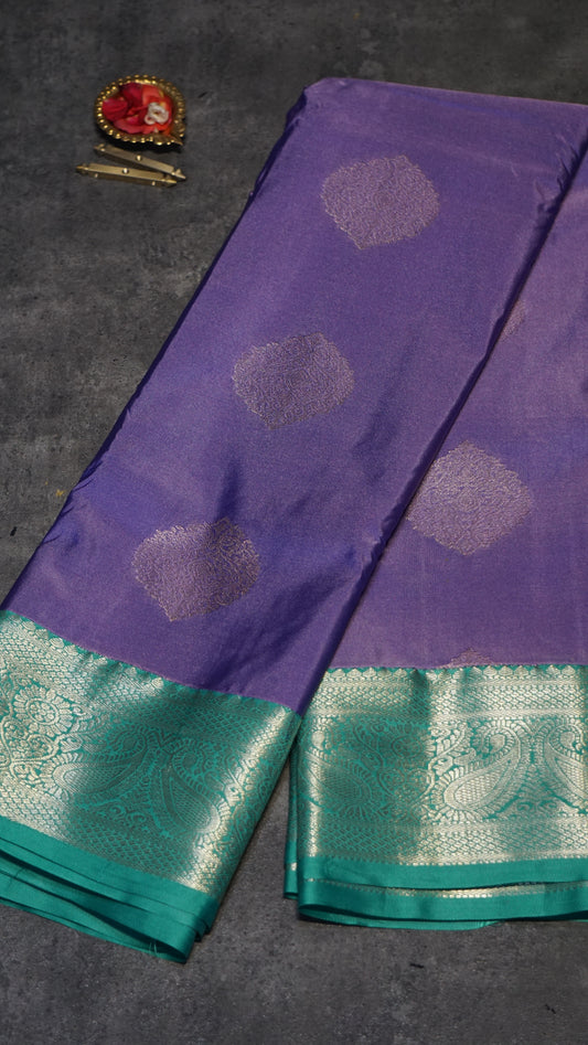 Semi Kanjeevaram Saree With Butta Print Lavendar