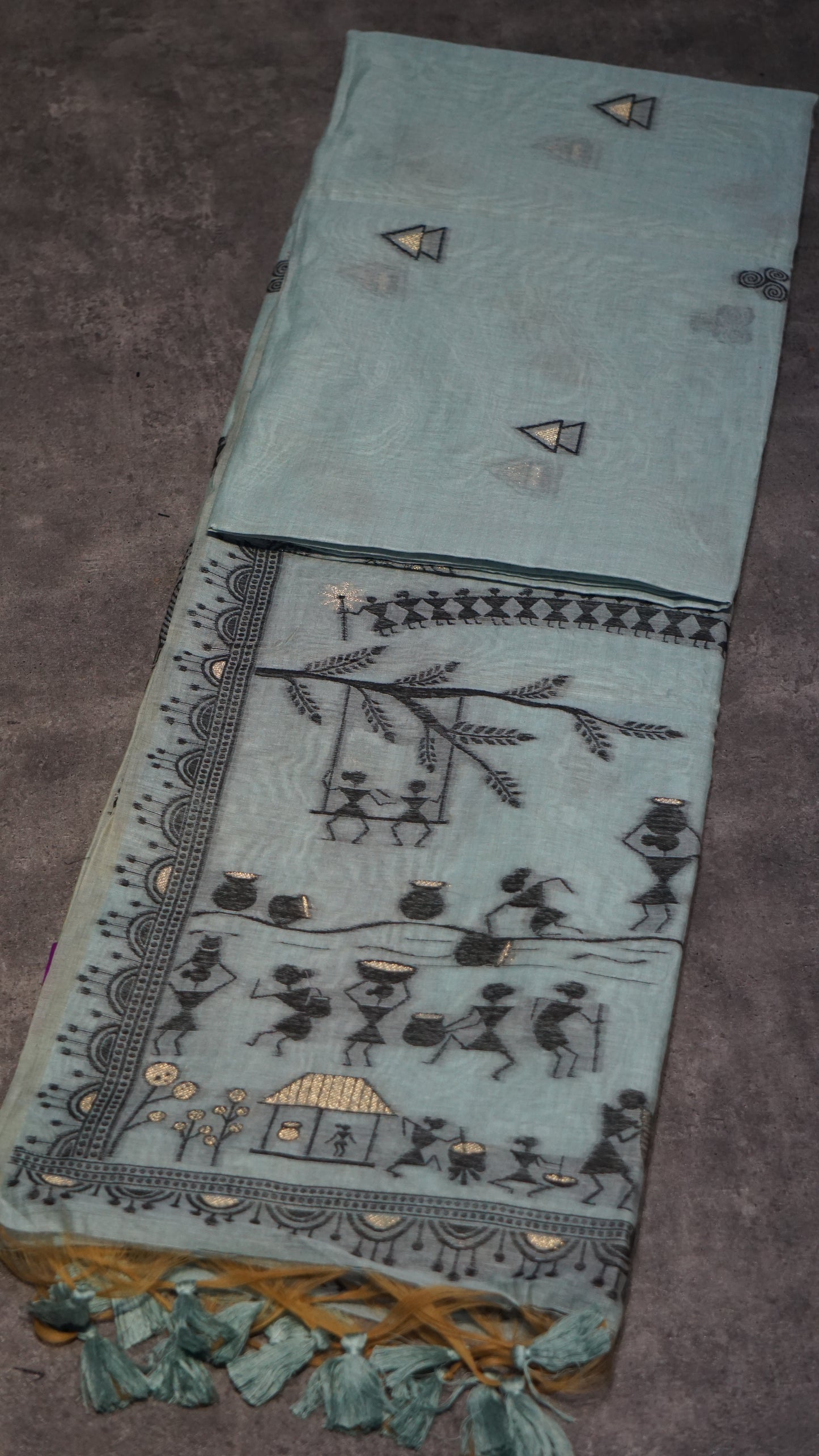 Munga Cotton Saree Sea Blue
