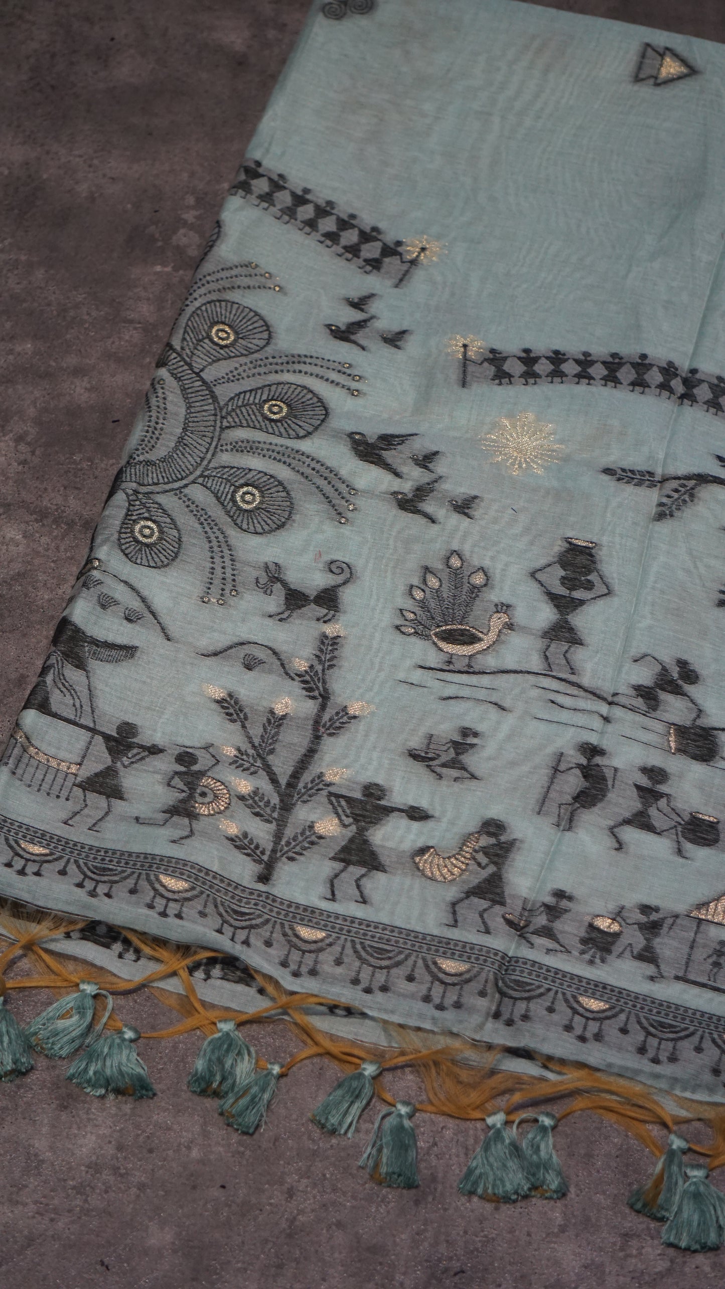 Munga Cotton Saree Sea Blue