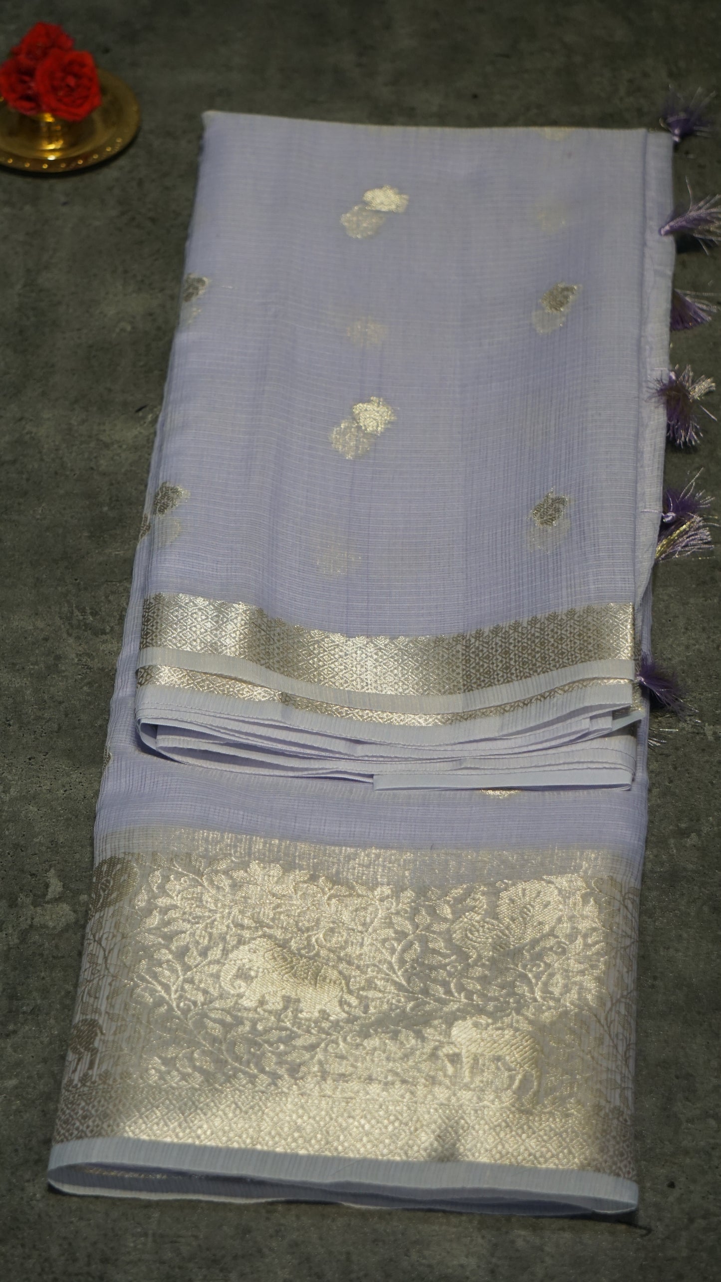 Art Zari Kota Pastel Saree Lavender