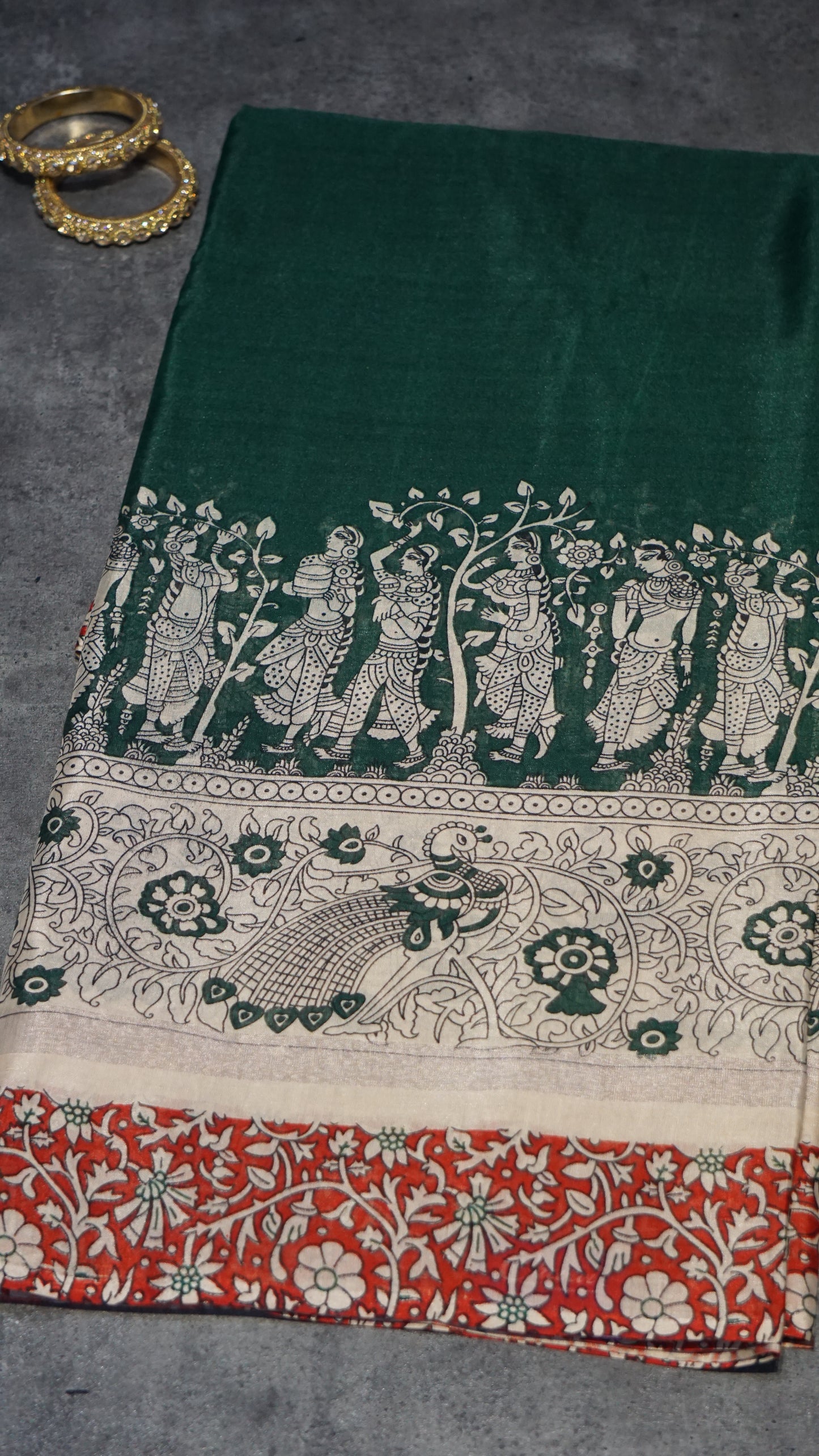 Chiralam Saree Bottle Green