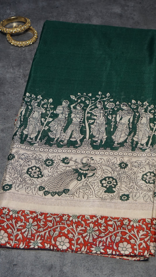 Chiralam Saree Bottle Green